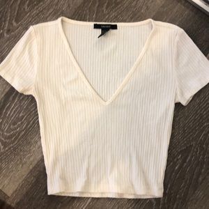 Cream Crop Top Tee Shirt